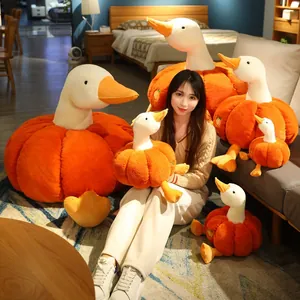 Creative pumpkin duck plush toy set in various sizes with soft fabric and cute design