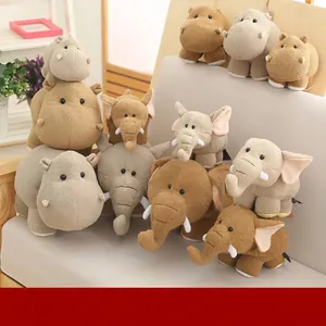 Peluche di Elefante e Ippopotamo Realistico Morbido Animale di Pezza per Bambini Adulti Decorazione per la Casa Regalo