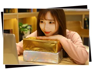 Funny creative gold and silver brick plush pillow toys for home decoration