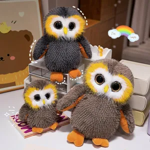 Adorable owl stuffed animal plush toy set with large glitter eyes for children