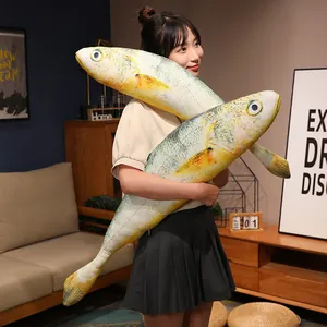 Giant lifelike plush yellow croaker fish pillow creative soft doll for home decor