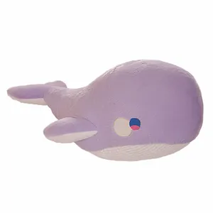 Soft lavender whale plush toy cute stuffed animal pillow for sleeping comfort