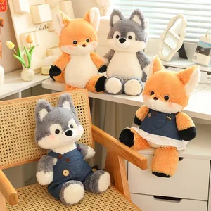 Adorable forest animal plush dolls featuring fox and wolf in a cozy lifestyle setting