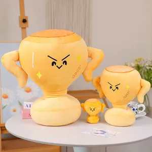 Peluches créatives en forme de trophée doré en trois tailles avec expressions drôles