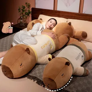 Long Capybara Plush Pillow Kawaii Capybara Stuffed Animal Body Pillow Soft Plush Toy For Bedroom Decoration Pregnancy Support Pillow Gifts