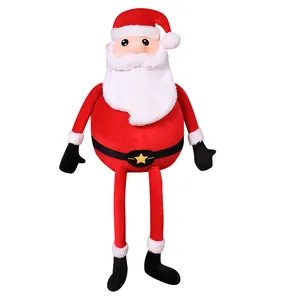 Großer langbeiniger Weihnachtsmann-Plüschtier für Weihnachtsdekorationen und Kindergeschenke