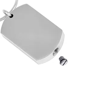Pendentif commémoratif rectangulaire en acier inoxydable pour cendres funéraires argent