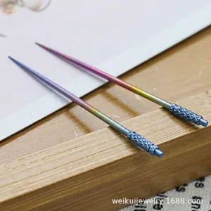 Premium rainbow stainless steel toothpick set with knurled anti-slip handle design