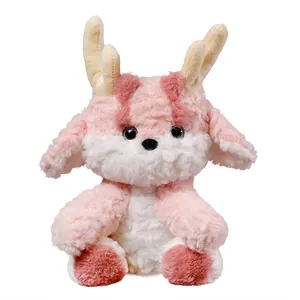Morbido peluche di drago rosa e bianco con corna per decorazione domestica e regali