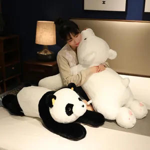 Soft giant panda and polar bear plush pillows for sleeping, cozy bedroom decor