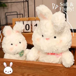 Cute White Rabbit Plush Toy Soft Stuffed Bunny Doll With Floral Accessories Decorative Animal Pillow For Birthday Gift Wedding Party