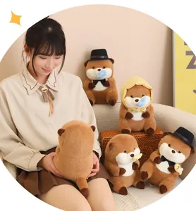 Collection of cute otter plush toys with various accessories and fish detail