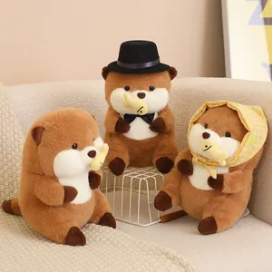 Cute capybara plush toys with little fish accessories and stylish hats