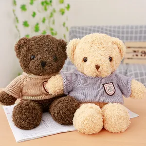Classic Teddy Bear Plush Toy With Knitted Sweater Bow Tie Heart Pillow Soft Stuffed Animal Doll Valentine's Day Gift For Kids Women