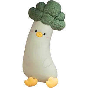 Coussin peluche long brocoli poussin mignon, oreiller de corps doux pour le sommeil