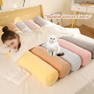 Traversin cylindrique doux en velours minky à pois pour un soutien de sommeil confortable