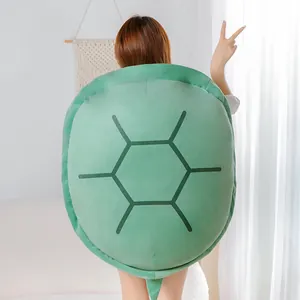 Wearable Turtle Shell Pillow Bee Plush Toy Creative Giant Tortoise Shell Stuffed Animal Soft Cuddle Back Cushion Home Decor Surprise Gift