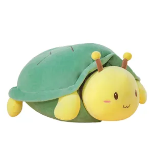 Cute turtle bee plush toy with a green shell and yellow bee body on white background.
