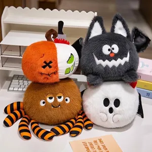 Adorable Halloween plush toy set with pumpkin, bat, ghost and spider characters