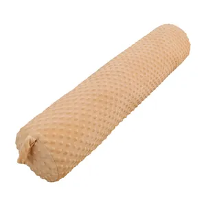 Traversin cylindrique beige en tissu minky dot pour un sommeil confortable et support