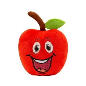 Simpatico peluche a forma di mela rossa sorridente per animali con squittio interno