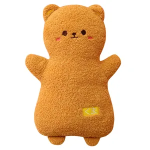 Adorable brown bear plush toy pendant with fuzzy texture and minimalist face design.