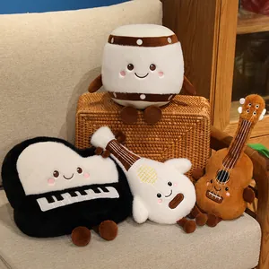 Simulation Musical Instrument Plush Toy Cartoon Piano Guitar Guzheng Stuffed Doll Music Cultural Creative Pillow For Kids Adults Gift