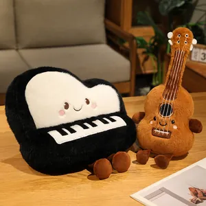 Adorable musical instrument plush toys featuring cute cartoon piano and guitar designs