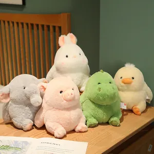 Cute Chubby Plush Toy Soft Stuffed Animal Doll Pig Panda Dinosaur Bear Comforting Pillow For Kids Gift Home Decoration