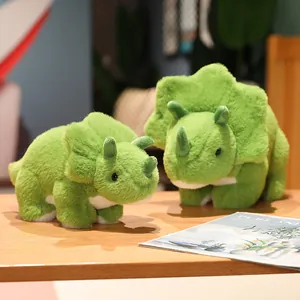 Set de peluche de triceratops verde, lindos muñecos de dinosaurio para regalo de cumpleaños