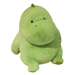 Adorable chubby green dinosaur plush toy, soft stuffed animal for children, 8 inches
