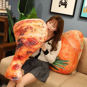 Realistic 3D roasted chicken drumstick plush pillow funny food shaped cushion gift