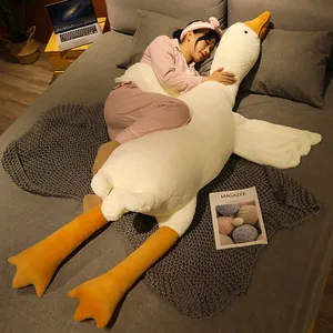 Coussin long en peluche oie blanche géante pour dormir