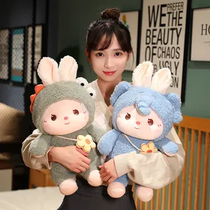 Cute rabbit plush dolls in animal costumes, soft stuffed bunny toy for kids gifts