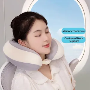 Almohada de Viaje en Forma de U de Seda de Hielo de Verano Espuma Viscoelástica Refrescante Soporte para el Cuello Lavable para Oficina Avión