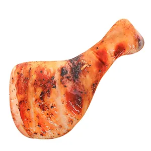 Realistic 3D printed roasted chicken drumstick pillow, funny food simulation plush toy gift