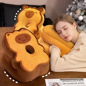 Lindo cojín de siesta de seda helada con forma de tostada para oficina y escuela