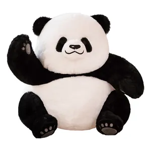 Adorable premium soft giant panda plush toy doll waving in sitting pose for kids