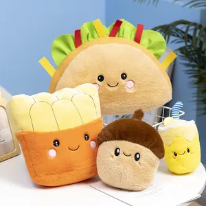 Adorable plush toy set featuring a taco, french fries, an acorn and a refreshing lemon drink