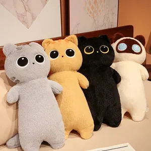 Cute Cat Long Plush Toy Stuffed Animal Pillow Soft Bed Companion Doll Cute Animal Sleeping Cushion Gift