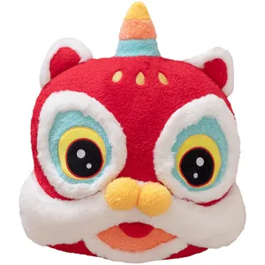 Traditional Chinese New Year festive red lion dance plush pillow cushion toy for home decor