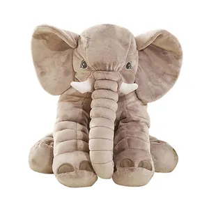 Large soft grey elephant plush comforting toy and sleeping pillow for infants and toddlers