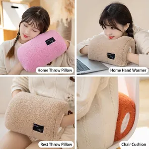 Zachte pluche handwarmer kussen en pluizig dutje kussen voor thuis en kantoor.