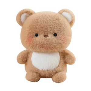 Adorabile orsetto di peluche marrone chiaro da 20 cm con pancia bianca e guance rosa
