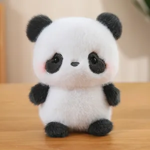 Adorable 8-inch panda plush toy with pink cheeks, a soft desk companion for kids