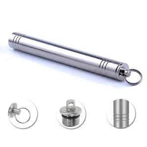 Portable titanium alloy toothpick holder with keychain ring and waterproof seal