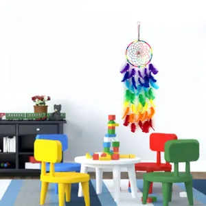 Attrape-Rêves Bohème Fait Main Suspension Murale Plumes Colorées Mariage Maison Décoration Style Nordique Cadeau Chambre