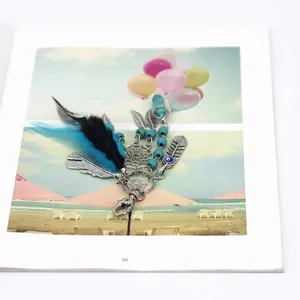 Dreamcatcher keychain with blue feathers and turquoise beads creative bag charm