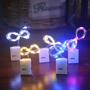 Close-up view showing different colors of LED copper wire fairy lights for gift decoration