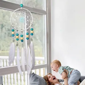 Mini Atrapasueños Moderno Ornamento Colgante para Coche Pluma Tejido a Mano Decoración de Pared para Habitación Casa Regalo Niña